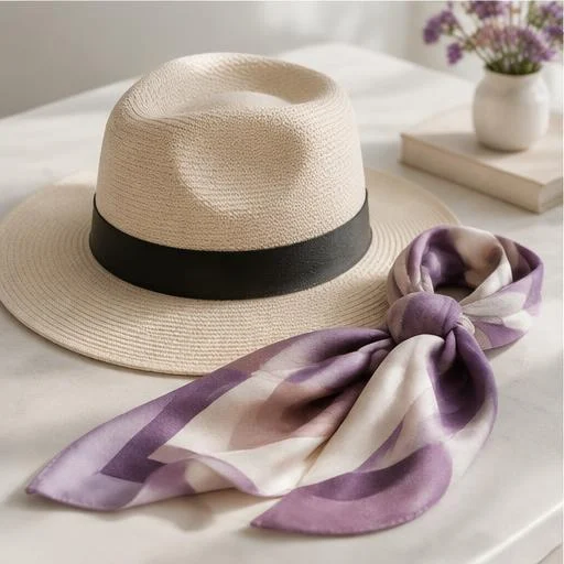Hat and silk scarf